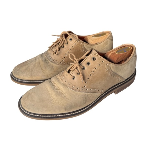 Johnston & Murphy Men’s Beige Suede Saddle Oxfords Size 10 M US Made in Italy - Picture 1 of 16